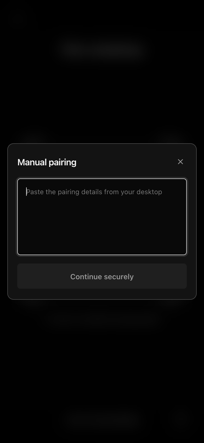 The pairing camera, waiting for a Mobile Gateway code.
