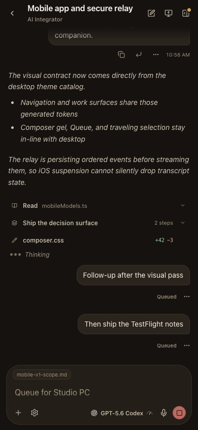 AI Integrator Chat in the Brass theme.