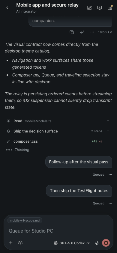 AI Integrator Chat in the Storm theme.